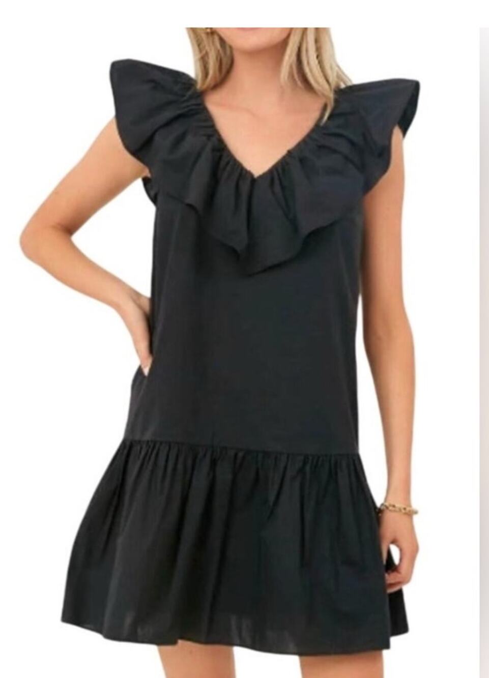 Tuckernuck Hyacinth House Mini Jo Black Ruffle Sleeveless Dress Size XS